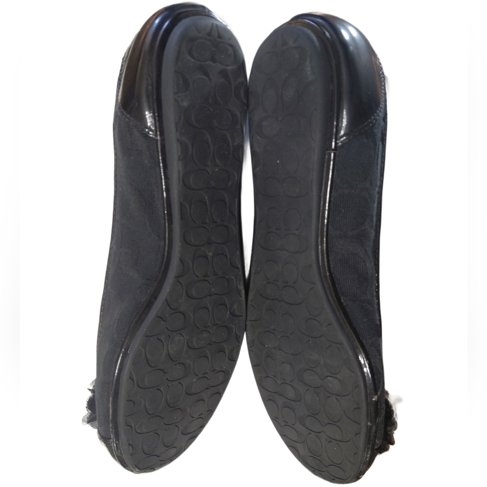 Coach Poppy Black Jacquard Flats with Floral Rhinestone Detail Size 9.5 - Picture 9 of 11